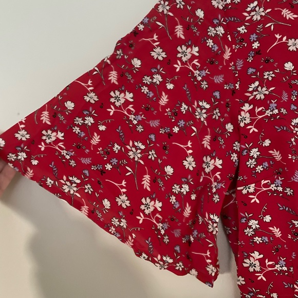 Red Floral Wrap Dress - Picture 3 of 4